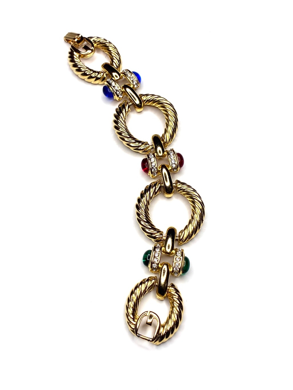 Vintage Givenchy Paris Gold Mughal Cabochon Link Bracelet 1980s